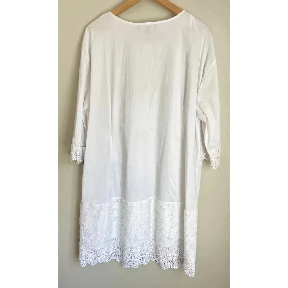 NWT Eloquii Cover Up Dress Sheath White Lace Crochet Size 16 New